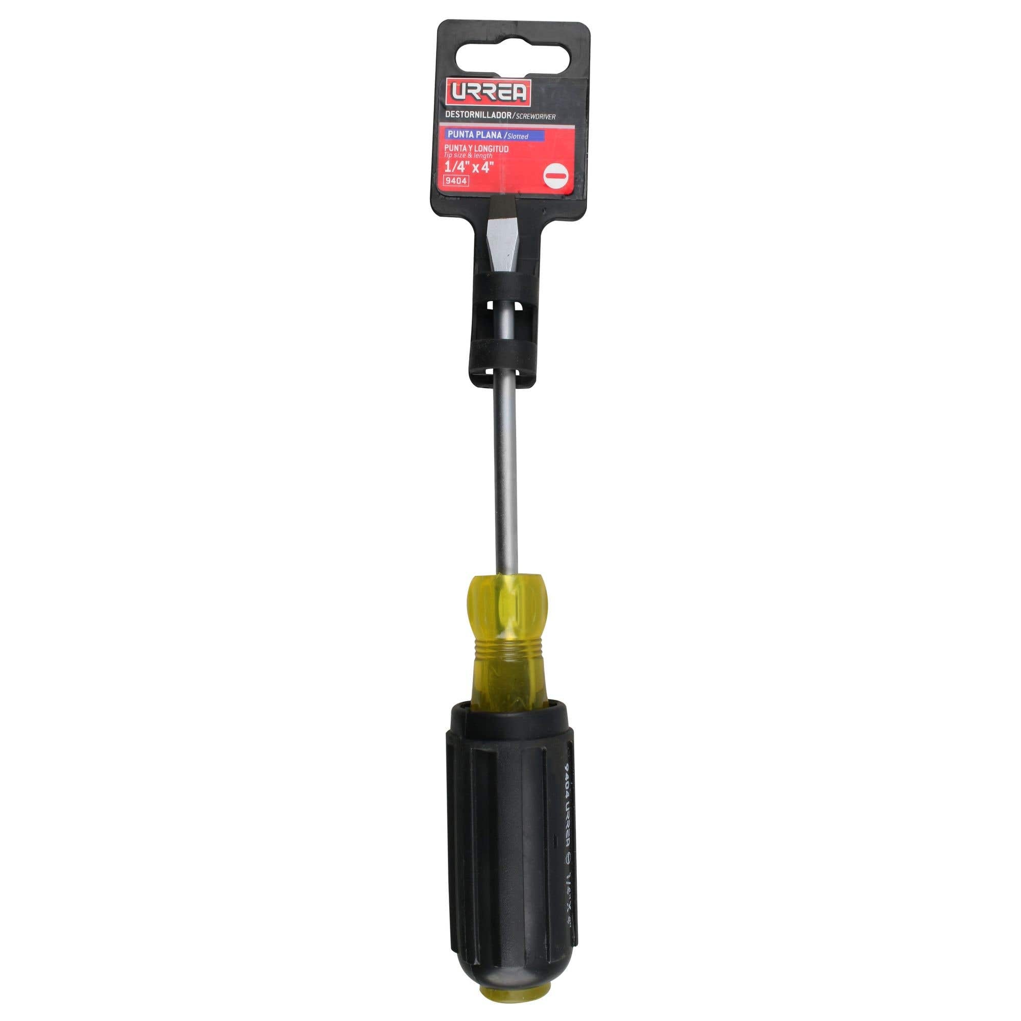 Destornillador con mango cushion grip, punta plana barra redonda 1/4" x 4" Urrea 9404 - imagen 3