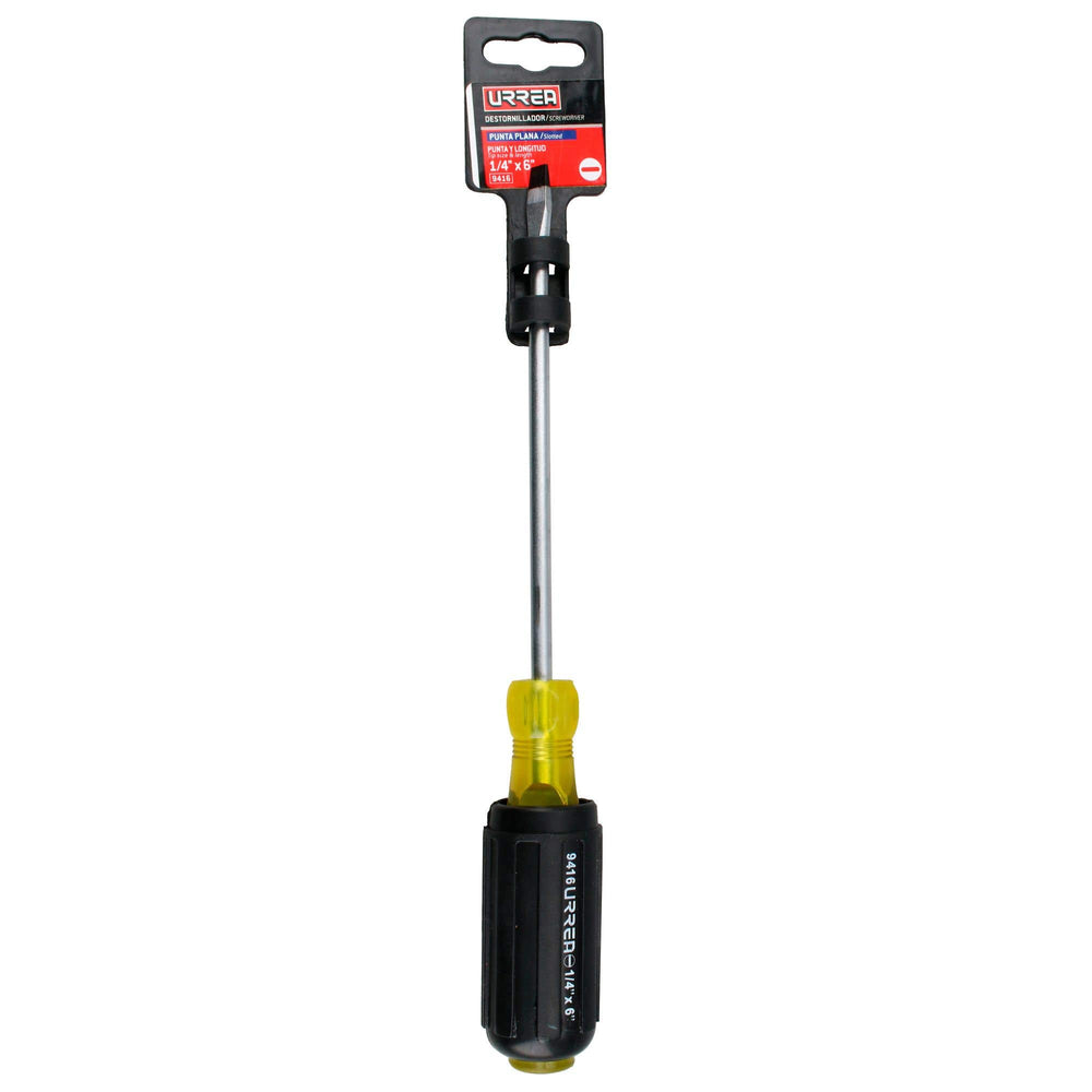 Destornillador con mango cushion grip, punta plana barra redonda 1/4" x 6" Urrea 9416 - imagen 4