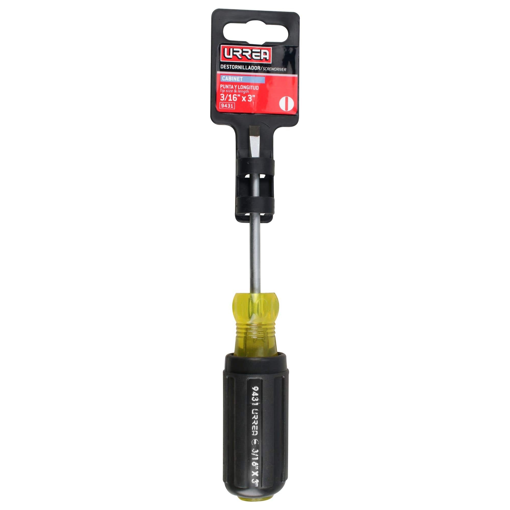 Destornillador con mango cushion grip, punta cabinet barra redonda 3/16" x 3" Urrea 9431 - imagen 3