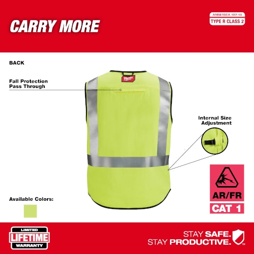 Chaleco de seguridad amarillo de gran visibilidad clase 2 AR/FR Cat. 1- S/M Milwaukee 48-73-5301 - imagen 4