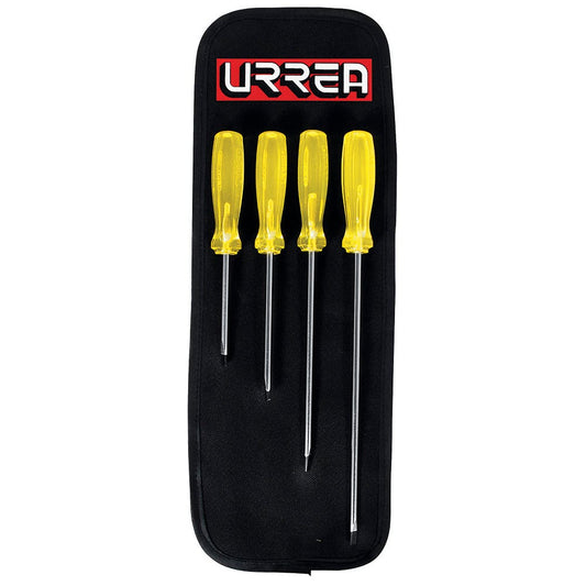 Juego de destornilladores con mango ámbar punta cabinet, 4 piezas en estuche Urrea 9600C – imagen 2