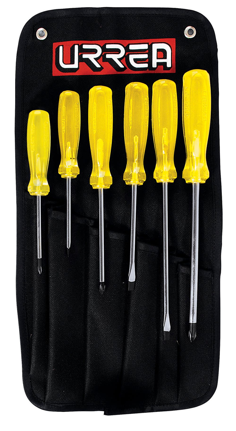 Juego combinado de destornilladores con mango ámbar, 6 piezas, en estuche Urrea 9600G - imagen 2