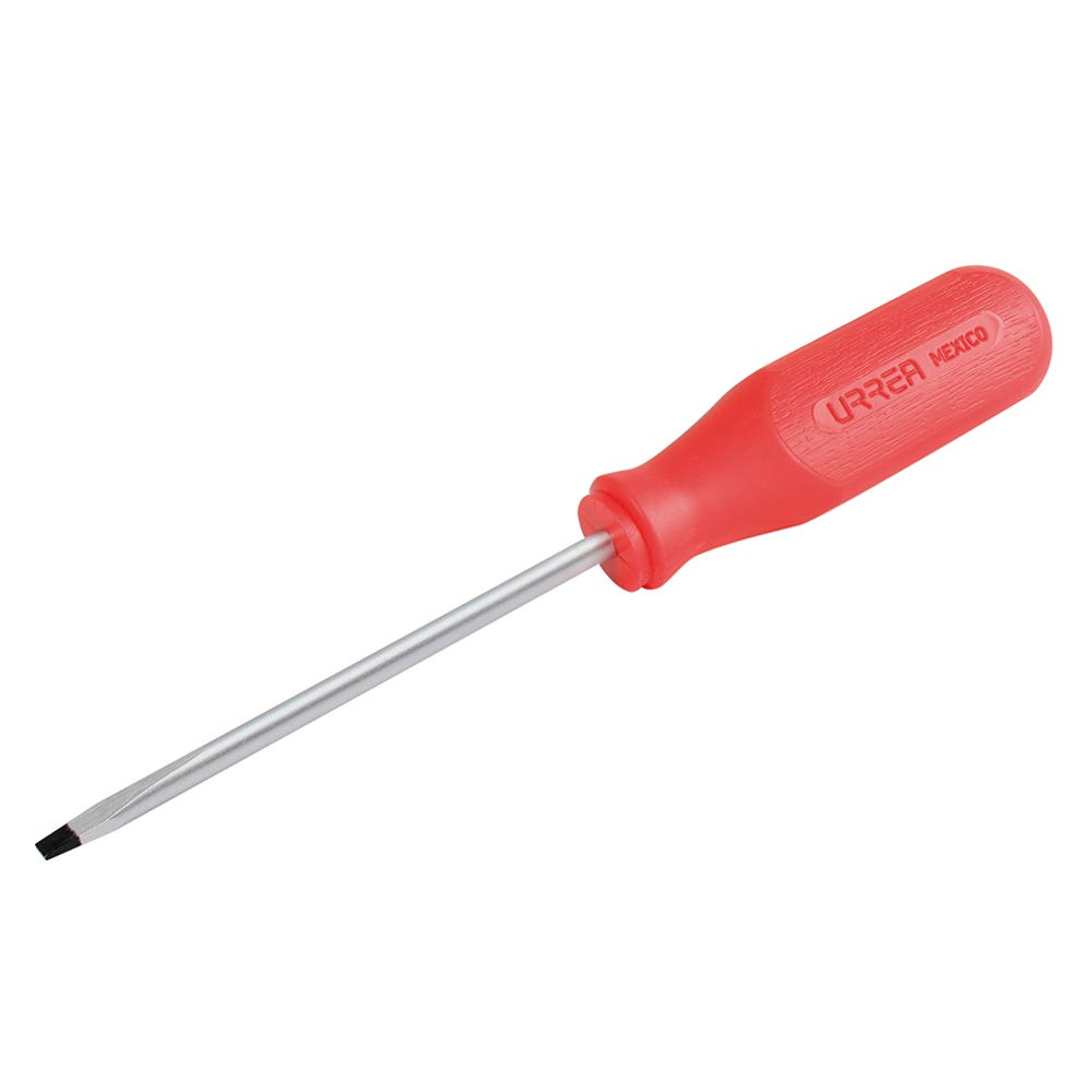 Destornillador con mango rojo, punta plana barra redonda 5/16" x 6" Urrea 9606R