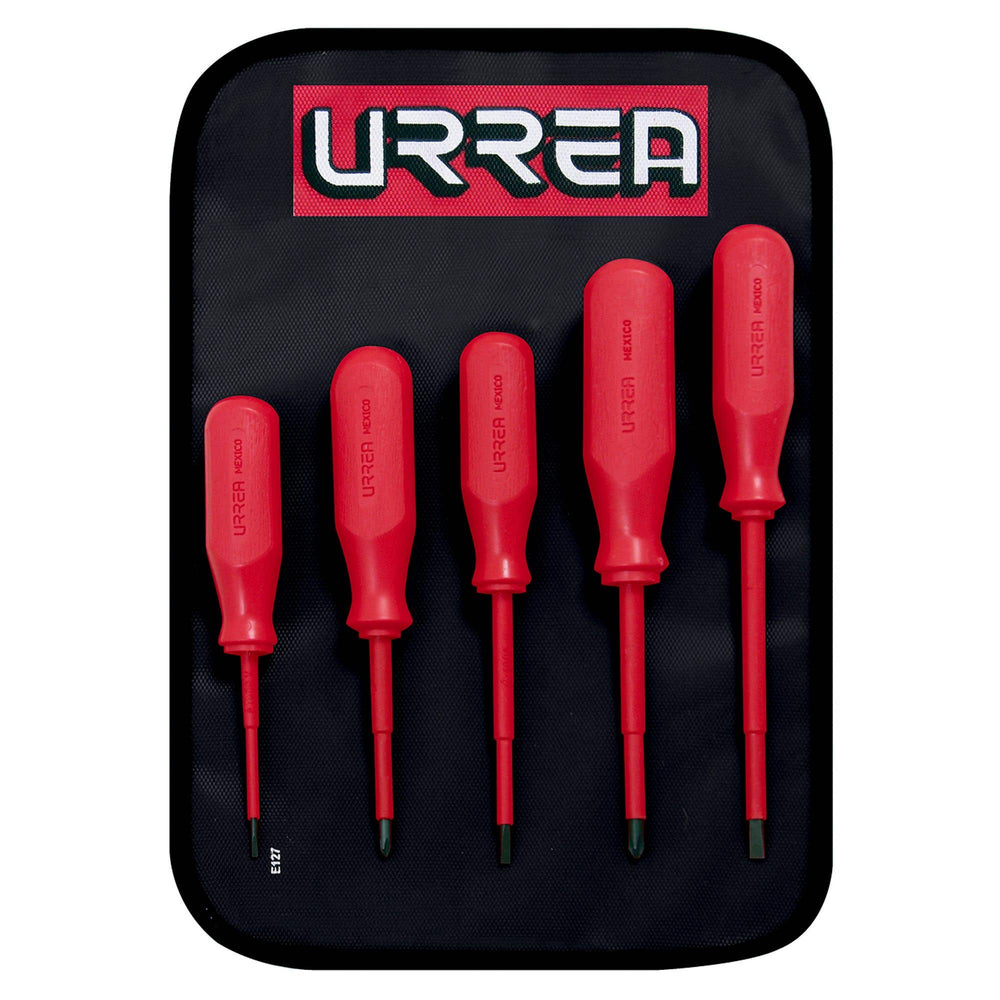 Juego de destornilladores rojos 1000 V, combinados, 5 piezas Urrea 9700C - imagen 2
