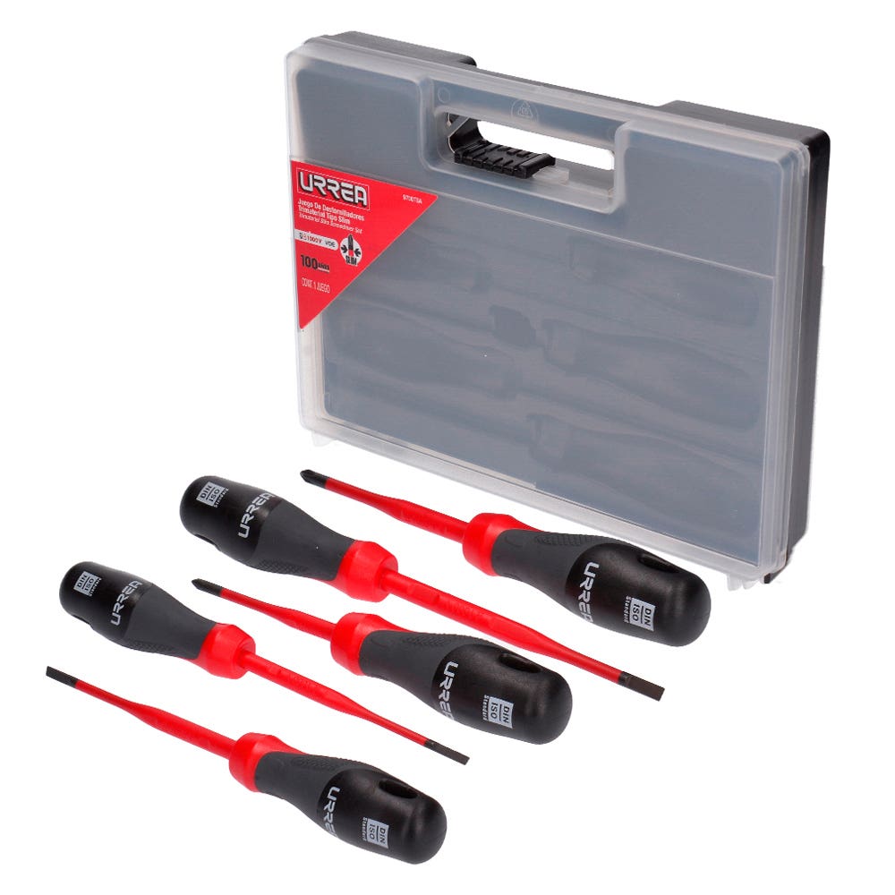 Juego de destornilladores barra slim con mango trimaterial 1000 V, 5 piezas Urrea 9700TSA - imagen 2
