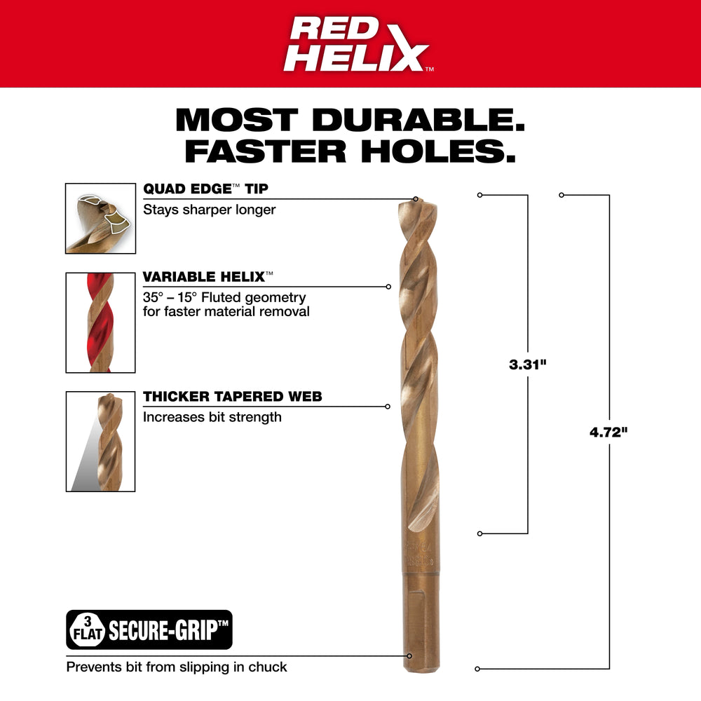 Broca de cobalto RED HELIX™ de 25/64" Milwaukee 48-89-2322 - imagen 4