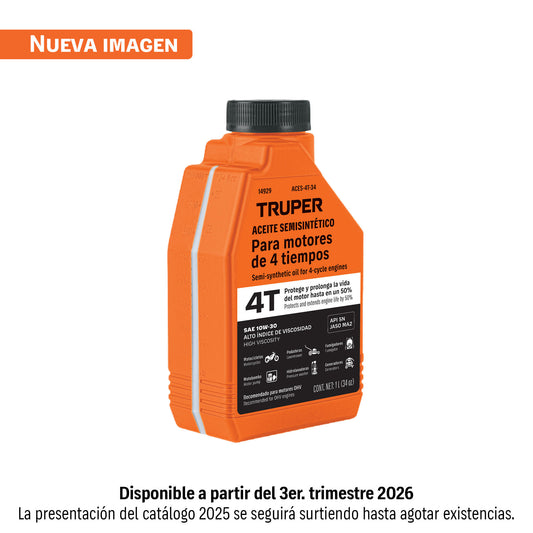 Aceite semi-sintético, 4 tiempos, 1000ml (34 oz) Truper ACES-4T-34