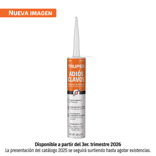 Adhesivo de montaje Adiós clavos, 420 g Truper ADM-420