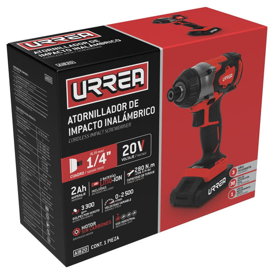 Atornillador de impacto 1/4" a batería Litio-ion 20 V, 280 Nm Urrea AI820 – imagen 2