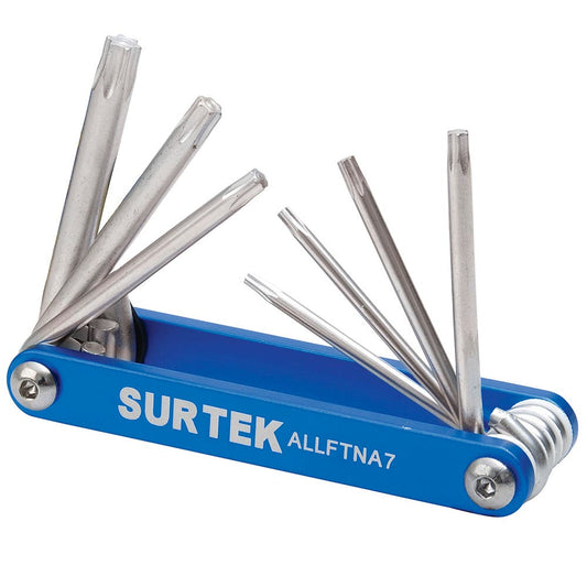 Juego de llaves torx tipo navaja estuche metálico, 7 piezas en blíster Surtek ALLFTNA7