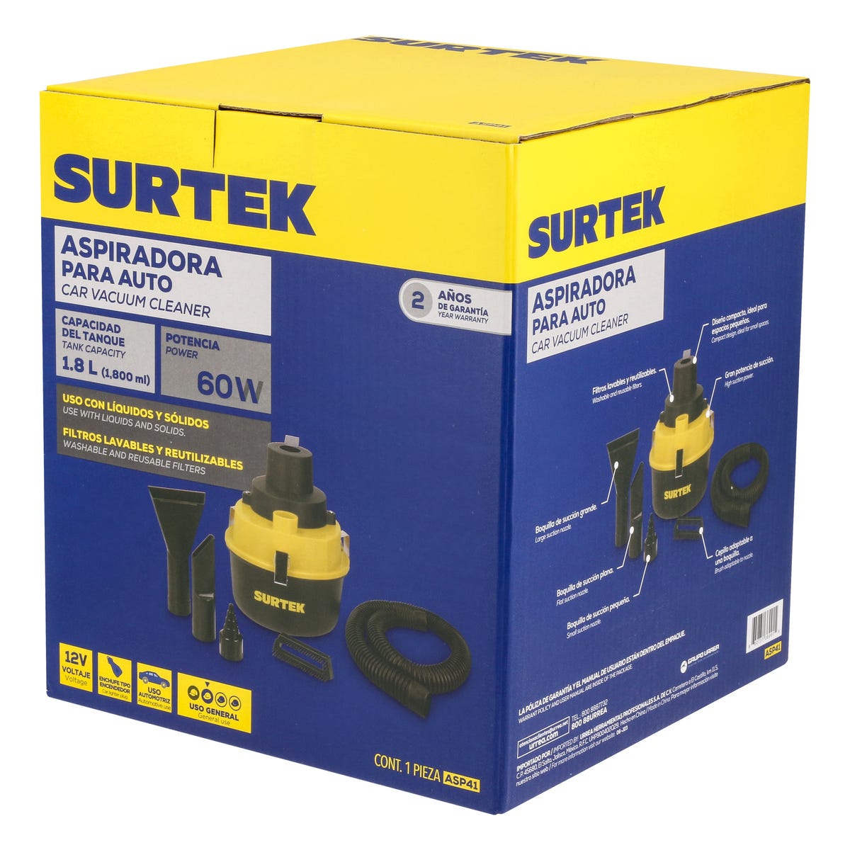 Aspiradora portátil para automóvil 1800 ml, 12 V Surtek ASP41 – imagen 3