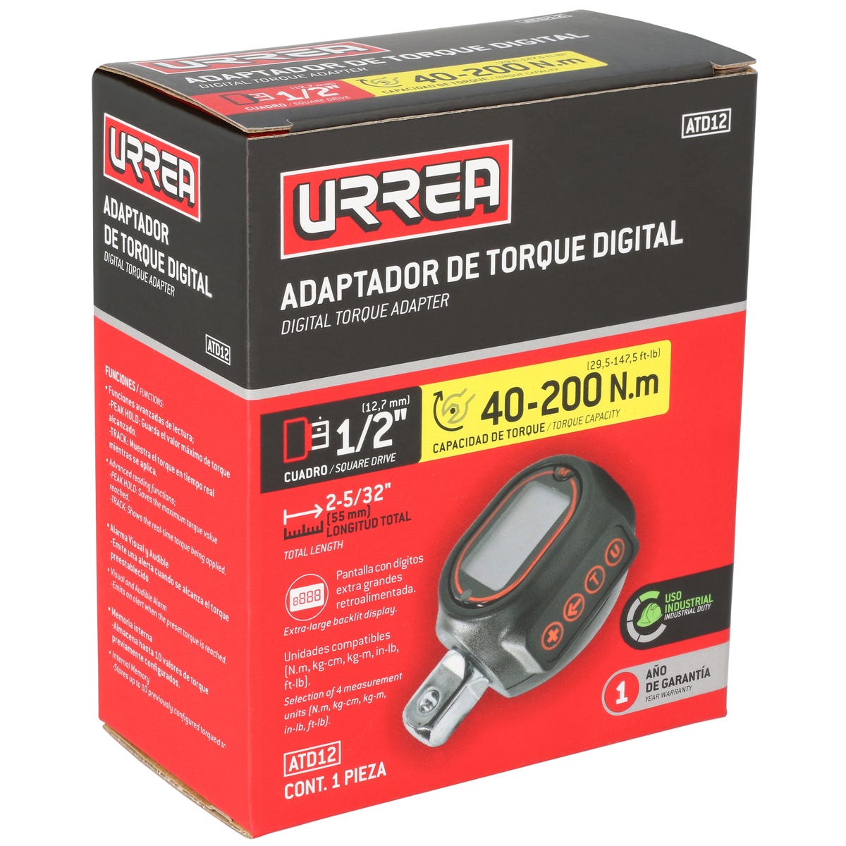 Adaptador de torque digital cuadro de 1/2" Urrea ATD12 - imagen 2
