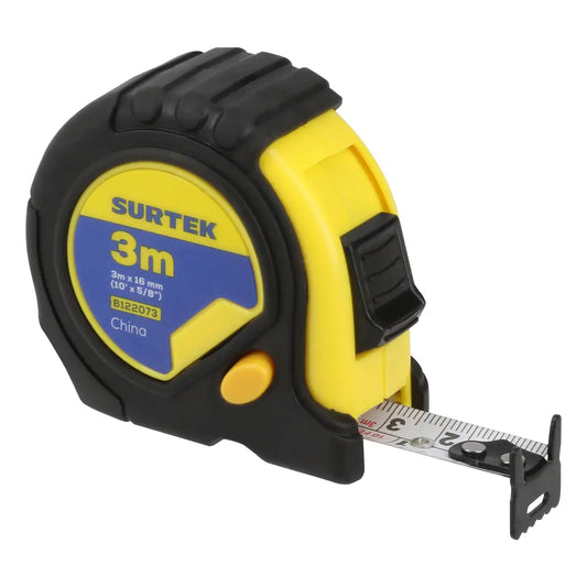 Flexómetro anti-impacto con carcasa rubber grip, 3 m x 16 mm Surtek B122073