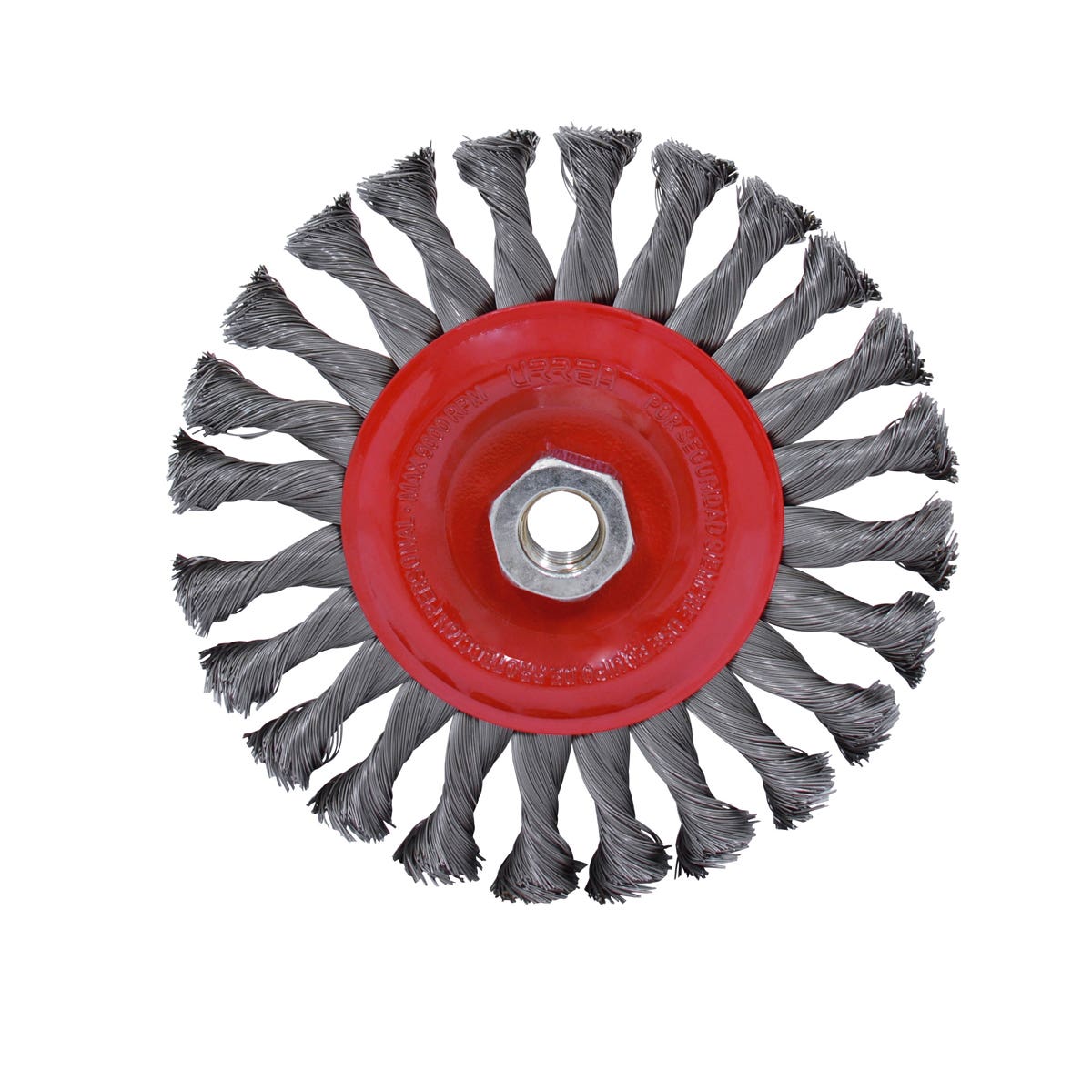 Carda circular trenzada alambre delgado 6" x 0.35 mm con rosca 5/8" Urrea C826