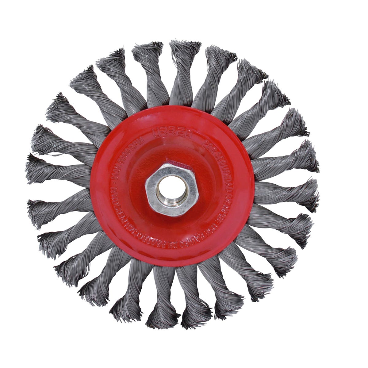 Carda circular trenzada alambre grueso 4" x 0.50 mm con rosca M14 Urrea C829 - imagen 2