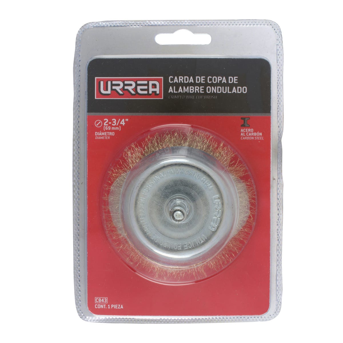 Carda copa ondulada alambre fino 1-3/4" x 0.17 mm con zanco 1/4" Urrea C841 - imagen 3