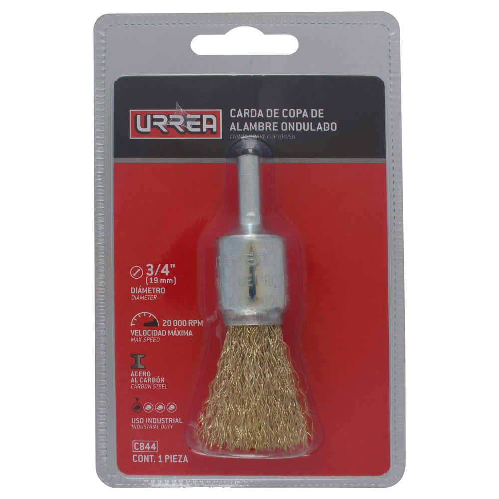 Carda copa ondulada alambre delgado 3/4" x 0.30 mm con zanco 1/4" Urrea C844 - imagen 4