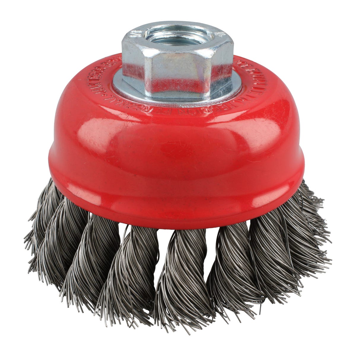 Carda copa trenzada alambre delgado 3" x 0.35 mm con rosca M14 Urrea C921