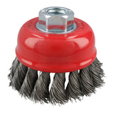 Carda copa trenzada alambre grueso 4" x 0.50 mm con rosca M14 Urrea C929 - imagen 2