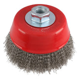 Carda copa ondulada alambre delgado 5" x 0.30 mm con rosca M14 Urrea C937