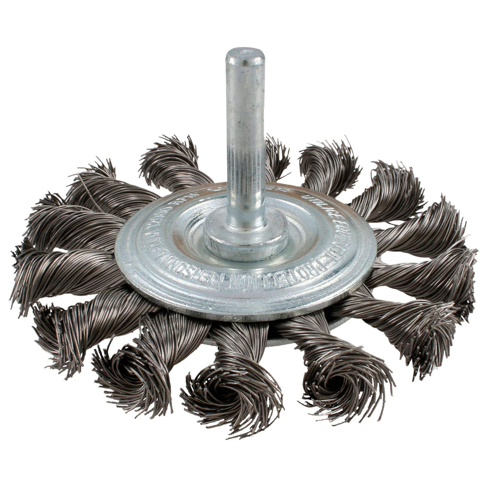 Carda circular trenzada alambre delgado 3" x 0.35 mm con zanco 1/4" Urrea C960