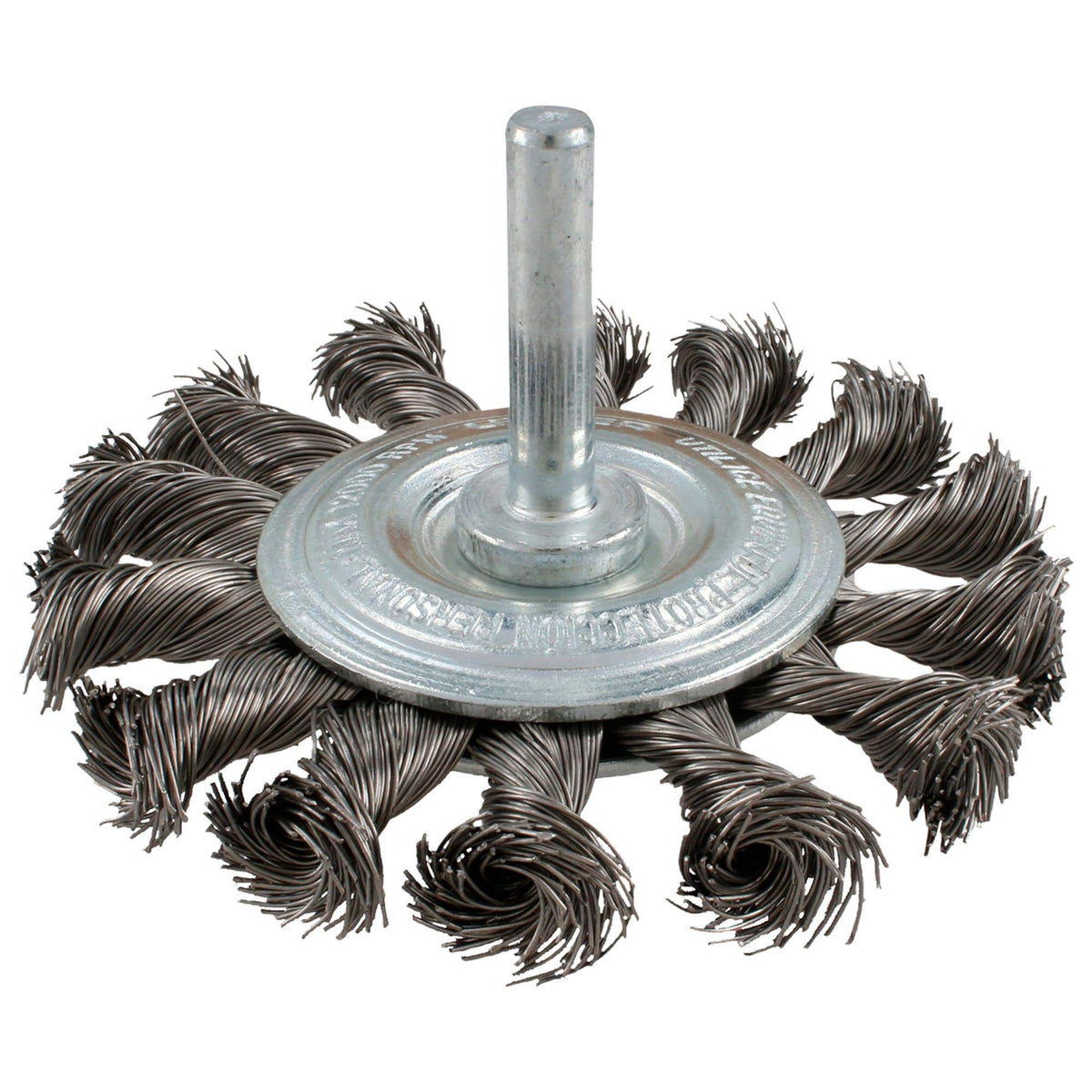 Carda circular trenzada alambre delgado 3" x 0.35 mm con zanco 1/4" Urrea C960