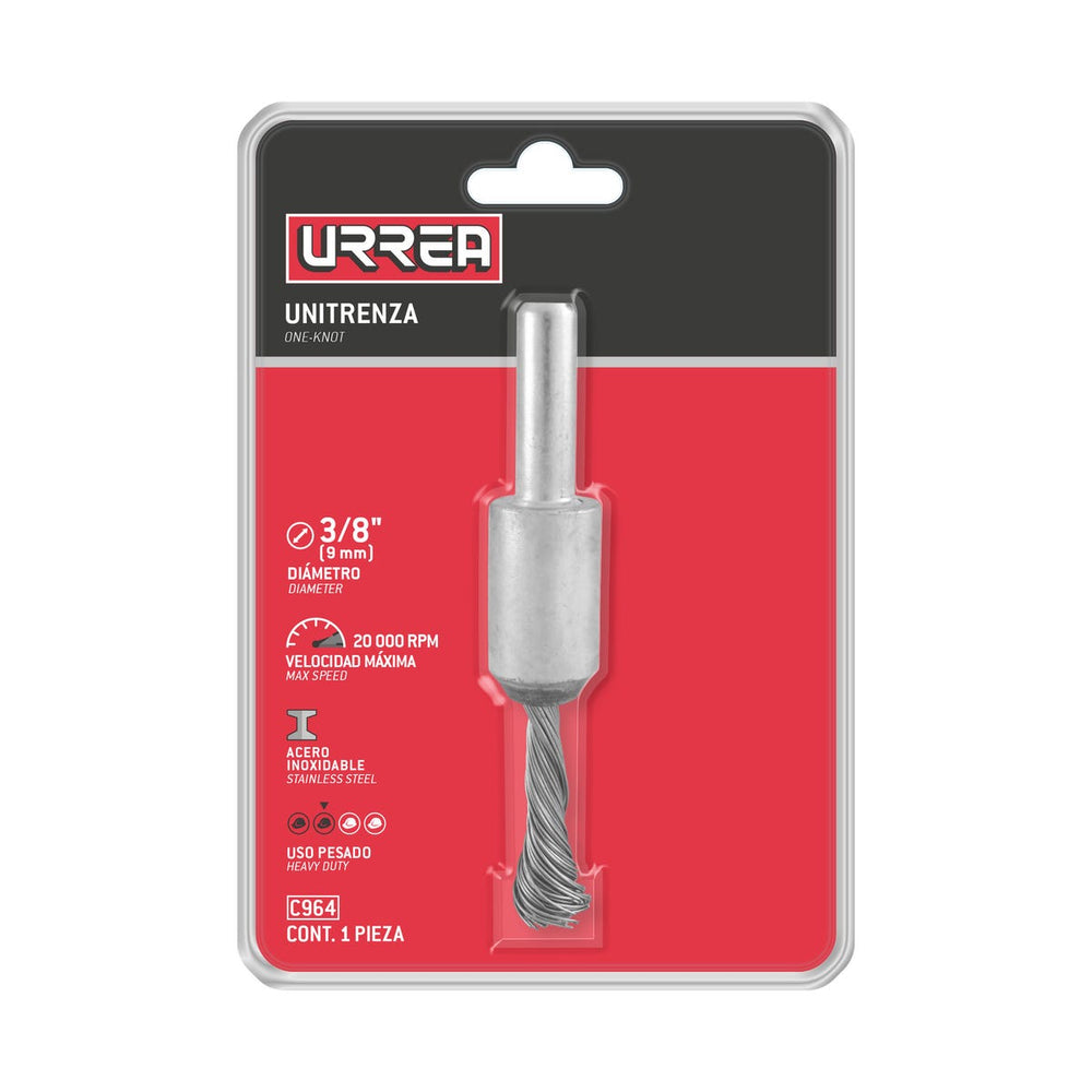Unitrenza alambre delgado de acero inoxidable 3/8" x 0.30 mm con zanco de 1/4" Urrea C964 - imagen 3