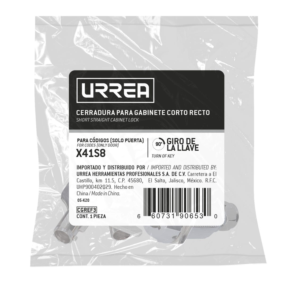 Juego de cerradura para gabinete X27S9, X27S4 Urrea CGREF3 - imagen 3