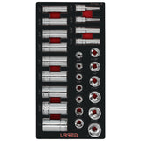 Juego de dados cortos y largos cuadro de 3/8" en pulgadas 26 piezas, CH106-C Urrea CH106