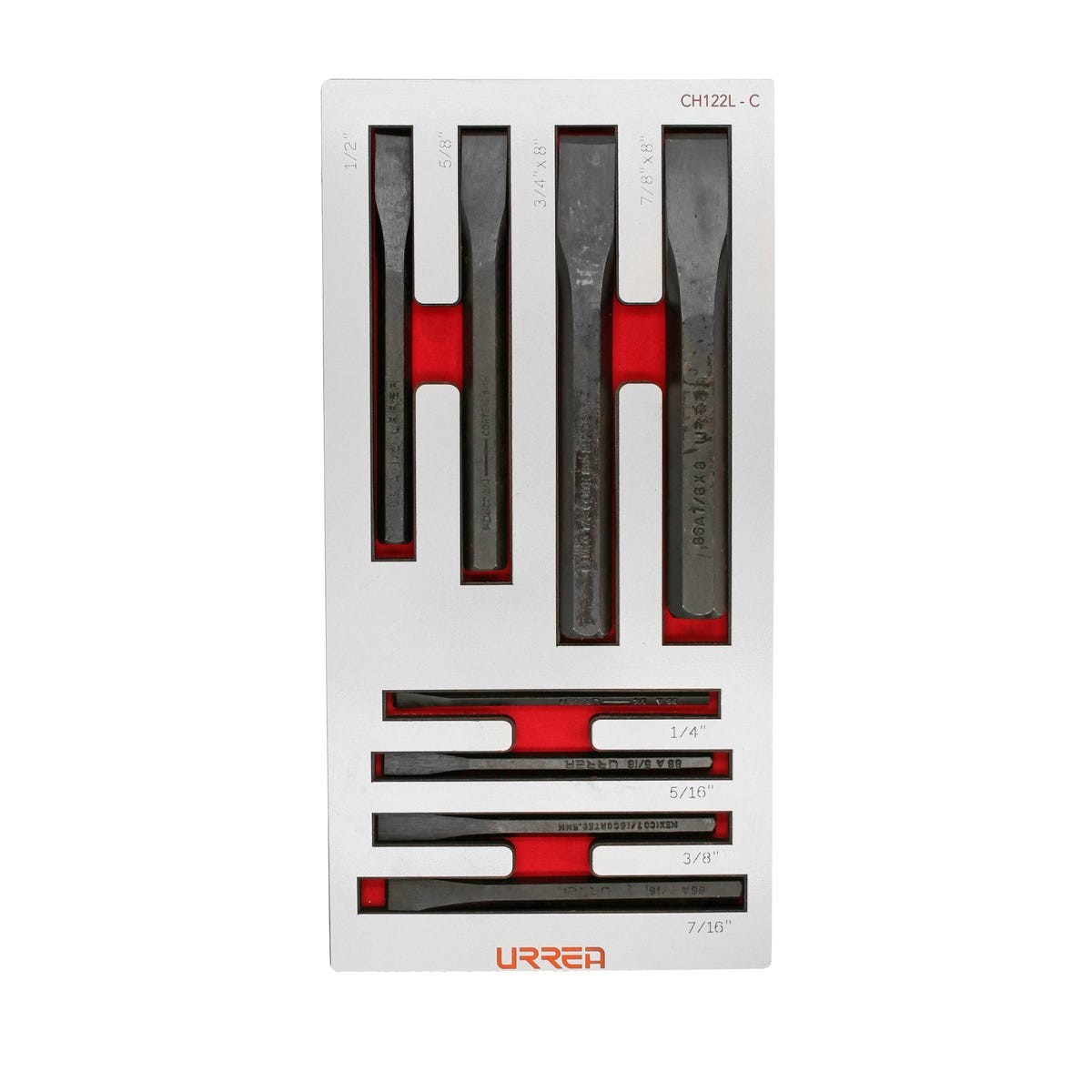 Juego de cinceles 8 piezas, CH122L-C Urrea CH122L
