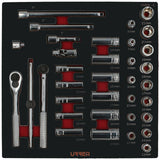Juego de dados cortos,largos y accesorios cuadro de 3/8" métricos 35 piezas, CH202-C Urrea CH202 - imagen 2