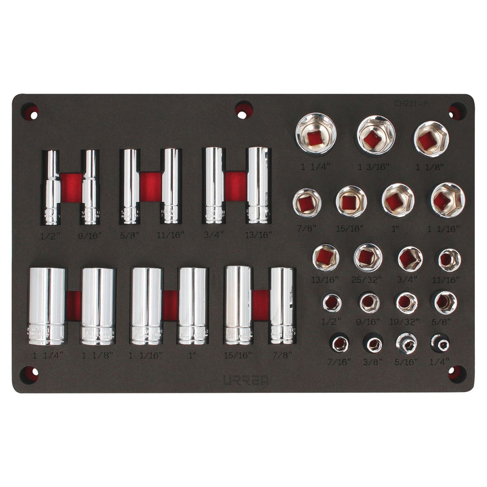 Juego de dados en pulgadas cuadro de 1/2" 32 piezas, CH231P-C Urrea CH231P - imagen 2