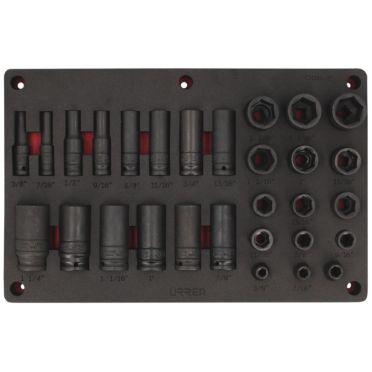 Juego de dados de impacto en pulgadas cuadro de 1/2" 29 piezas, CH241P-C Urrea CH241P - imagen 2
