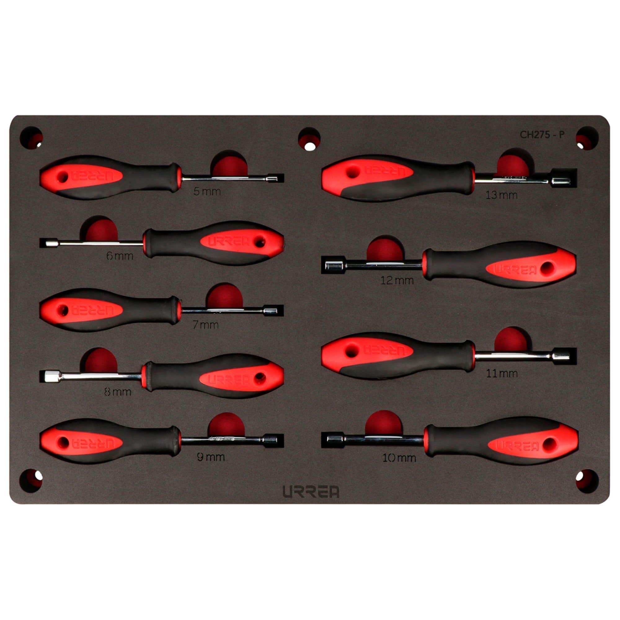 Juego de destornilladores con mango bimaterial de caja combinados 9 piezas, CH275P-C Urrea CH275P