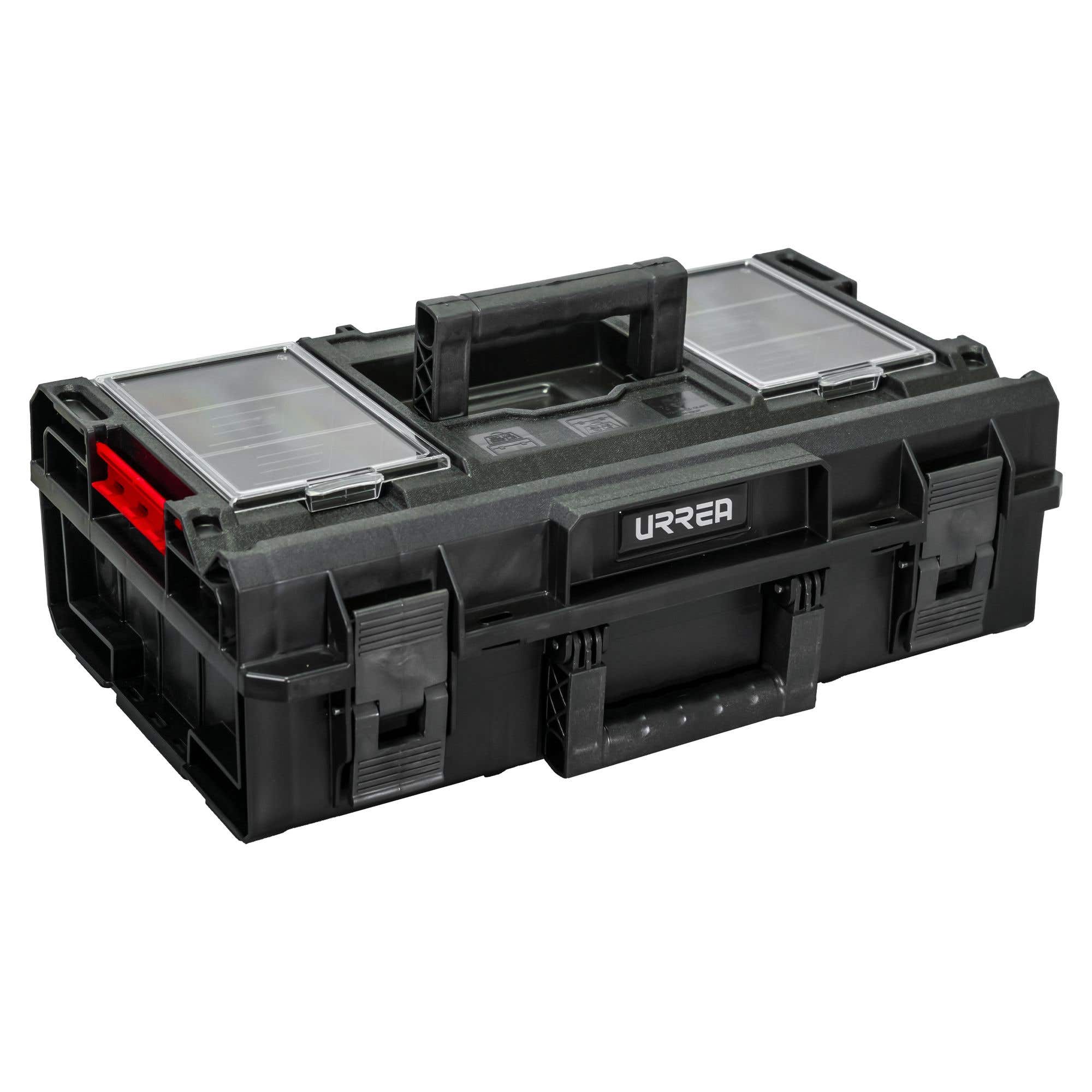 Caja portaherramientas plástica modular con compartimentos color negro 23" x 15" x 7" Urrea CPM7 - imagen 3