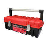 Caja portaherramientas plástica con broches metálicos color negro tapa roja 21" x 11" x 7" Urrea CPUC20R