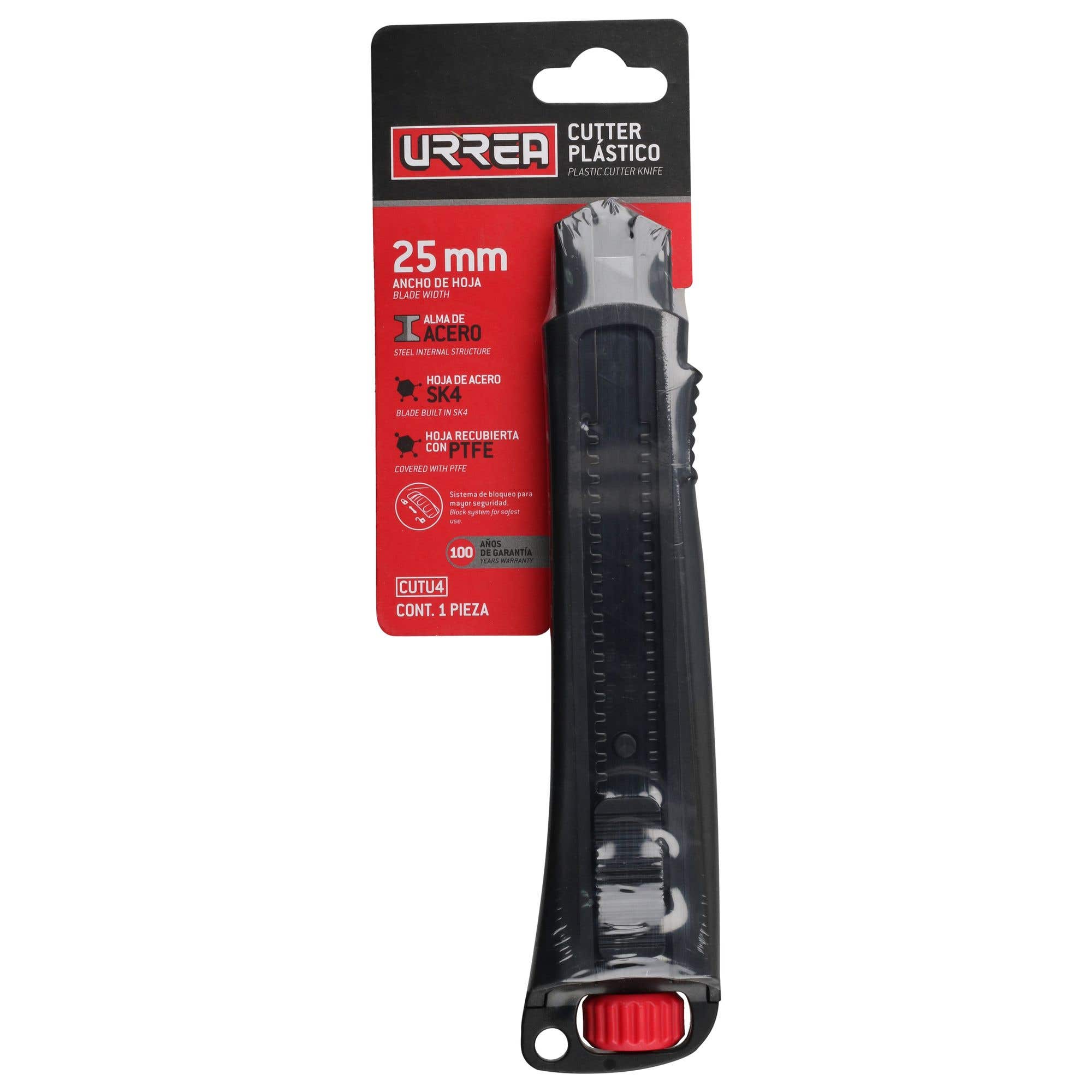 Cutter con cuerpo de plástico de 25 mm, con hoja recubierta de PTFE Urrea CUTU4 - imagen 3