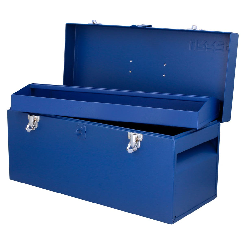 Caja portaherramientas métalica con asa plástica color azul 20" x 8" x 9" Urrea D6A