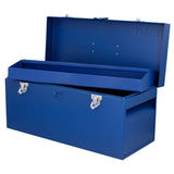 Caja portaherramientas métalica con asa plástica color azul 20" x 8" x 9" Urrea D6A