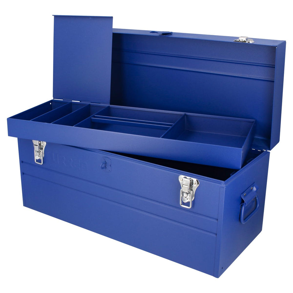 Caja portaherramientas métalica con asa plástica color azul 23" x 10" x 11" Urrea D8A - imagen 6