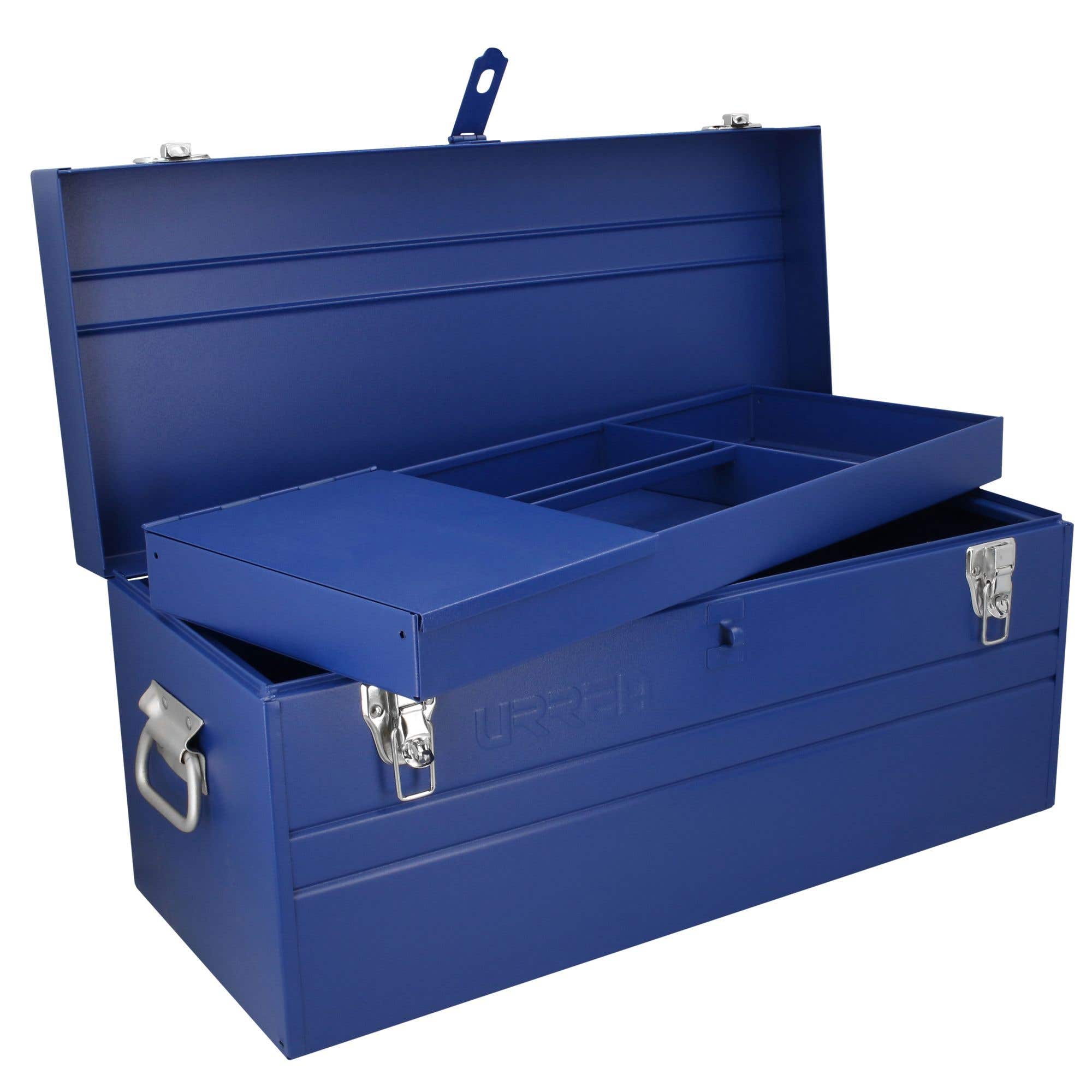 Caja portaherramientas métalica con asa plástica color azul 23" x 10" x 11" Urrea D8A - imagen 8
