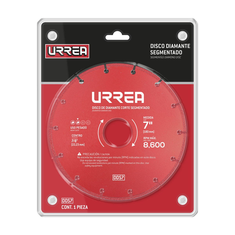 Disco de diamante segmentado 8600 RPM, 7",13,200 RPM Urrea DDS7 - imagen 2