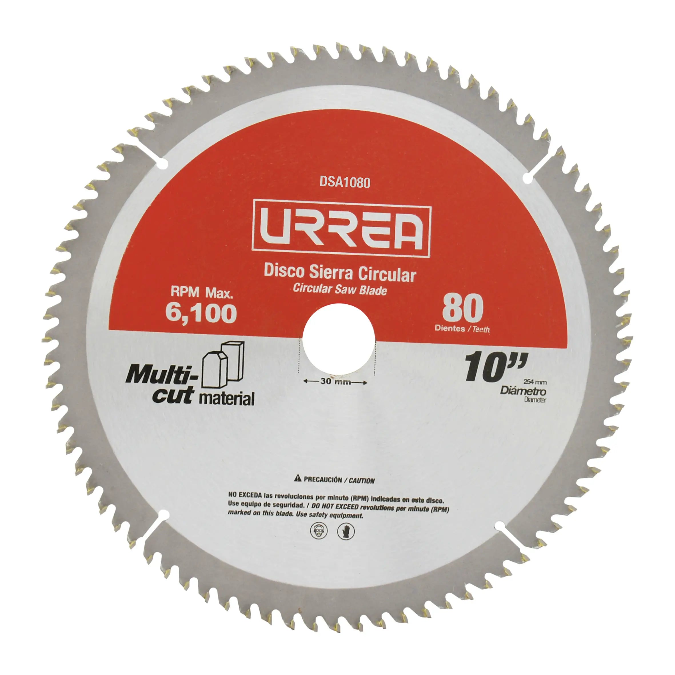 Disco para sierra circular para corte multi-material 80 dientes, 10" Urrea DSA1080