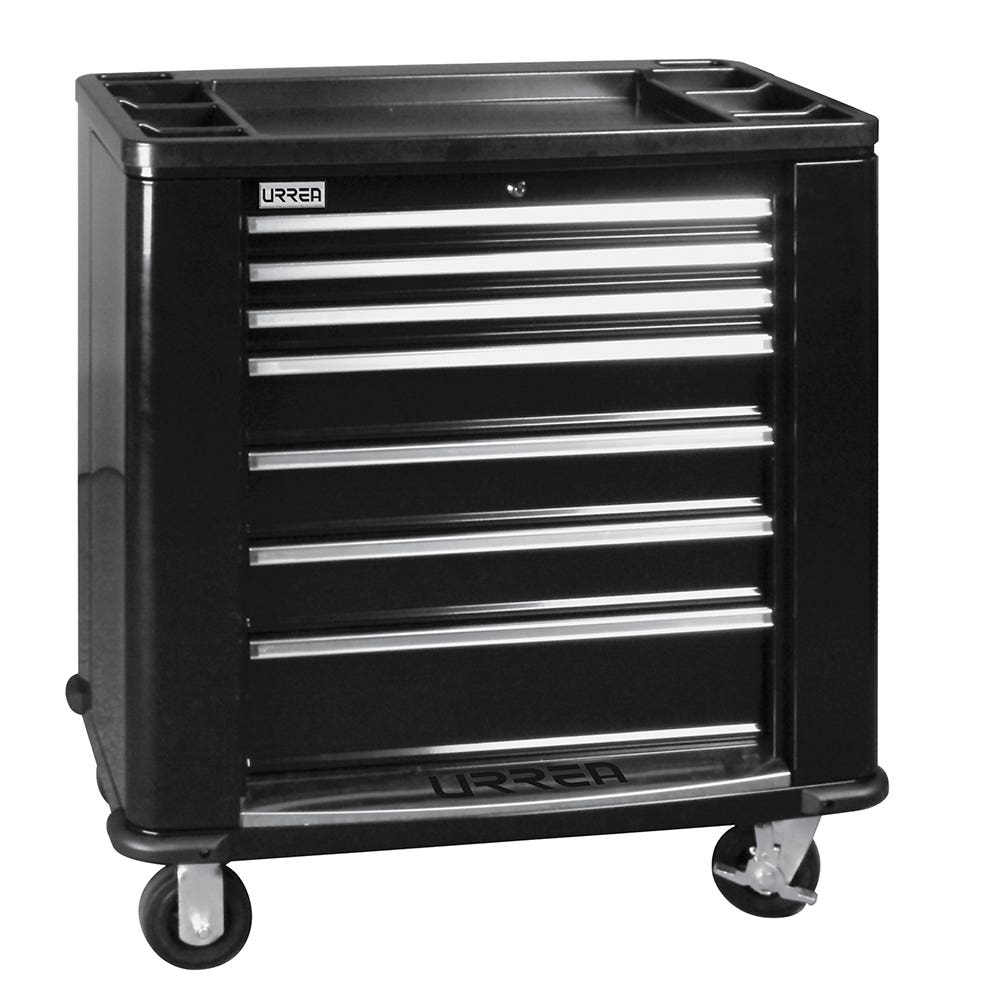 Centro de trabajo móvil 7 gavetas color negro serie H 35" Urrea H35W7