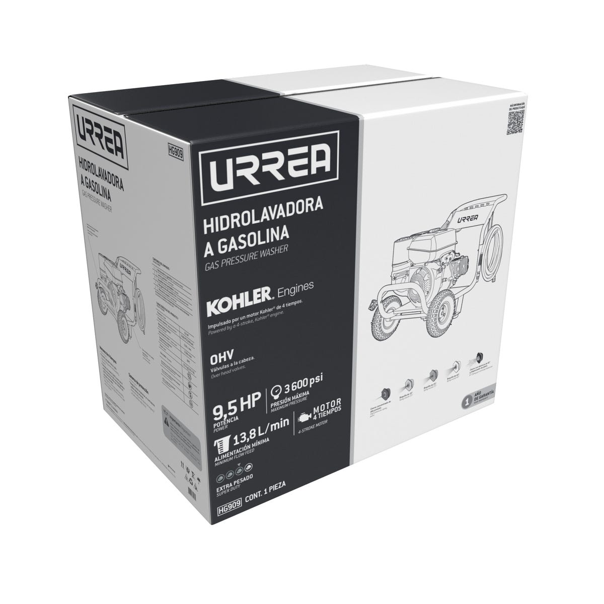 Hidrolavadora a gasolina 9.5 HP, 3600 PSI, 10.3 Lt por minuto Urrea HG909 - imagen 3