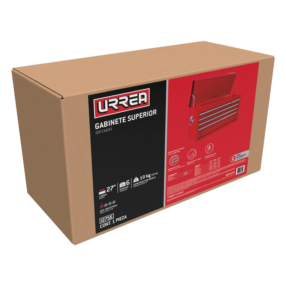 Gabinete superior con 6 gavetas color rojo 27" serie I Urrea I27S6 - imagen 3
