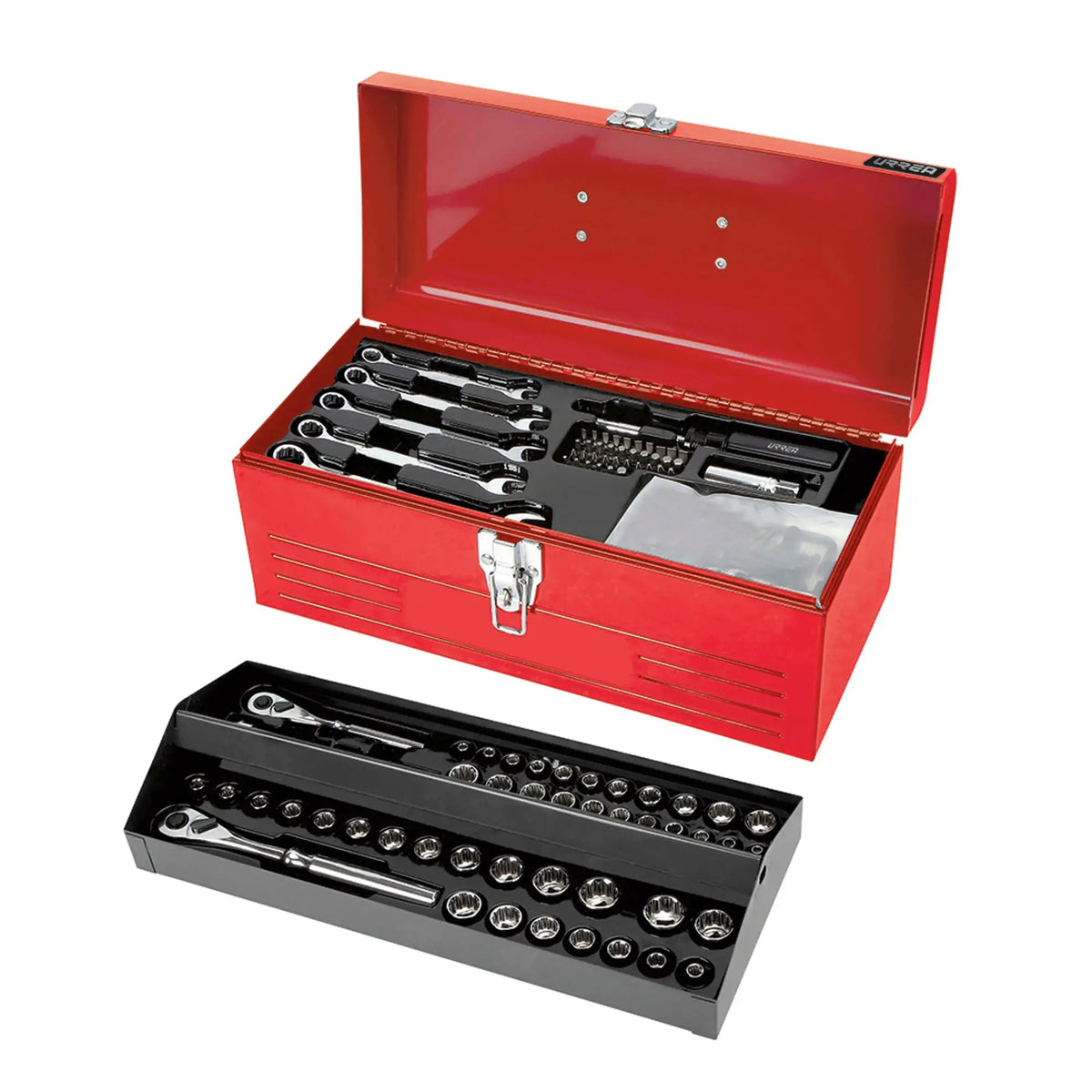 Juego combinado de herramienta 130 piezas, con caja metálica Urrea JCM02