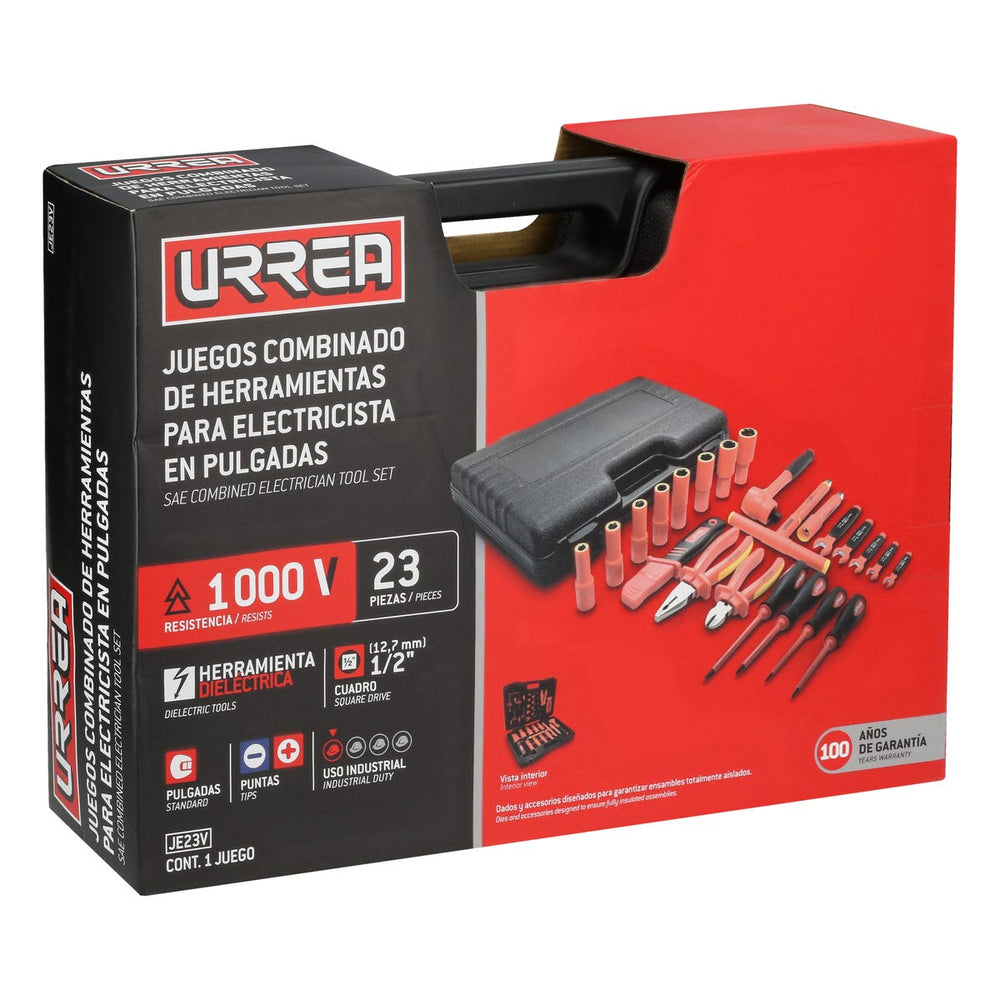 Juego combinado de herramientas para electricista de 1000V en pulgadas, 23 piezas Urrea JE23V - imagen 5