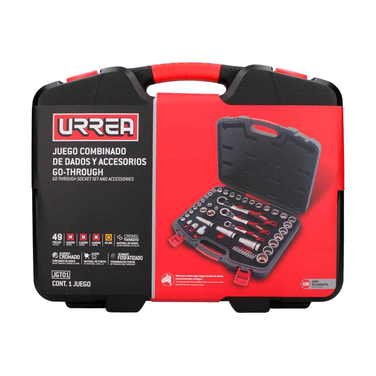 Juego de dados y accesorios cuadro de 1/4", 3/8" y 1/2" Go-Through combinado, 49 piezas Urrea JGT01 - imagen 5