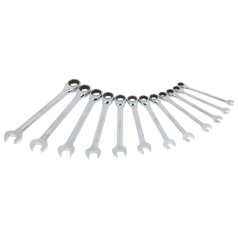 Juego de llaves combinadas pulido espejo matraca spline métricas,12 pts,12pz,caja plástica Urrea JLMC12M - imagen 2